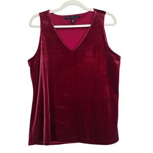 White House Black Market Velvet Tank Top Large Red Sleeveless Elegant Holiday